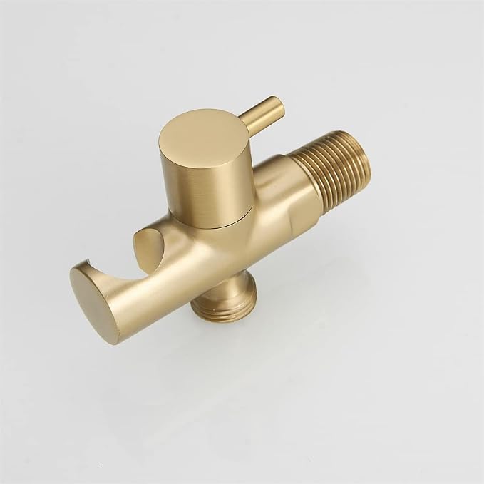Hand Held Shower Head Holder with Hose Connector Shower Head Shut Off Valve Shower Wand Holder Wall Mount Handheld Shower Handle Sprayer Holder Attachment Toilet Bidet Spray Head Bracket Brushed Gold