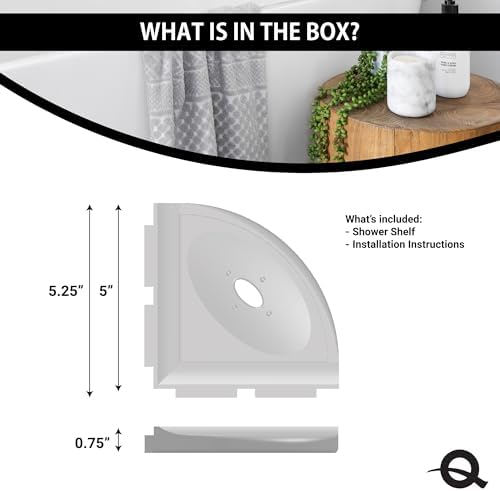 Questech 5" Shower Soap Dish Shelf for Inside Shower, Lugged for New Construction, Bath Organizer for Tiled Walls, Corner Soap Holder, Metro Lugged, Bright White Matte