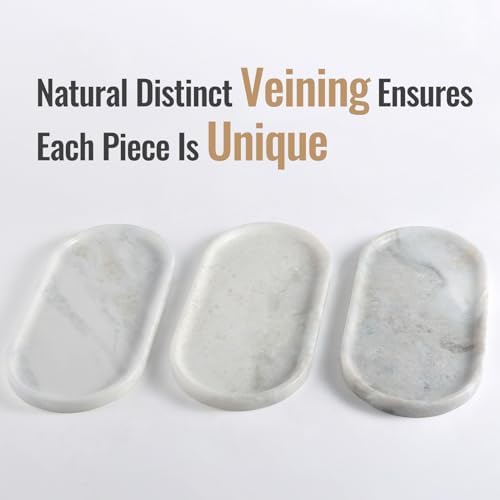 Koville African Natural Marble Decorative Tray, 12"x6" - Countertop Organizer, Catchall Tray for Perfume, Candles, Jewelry
