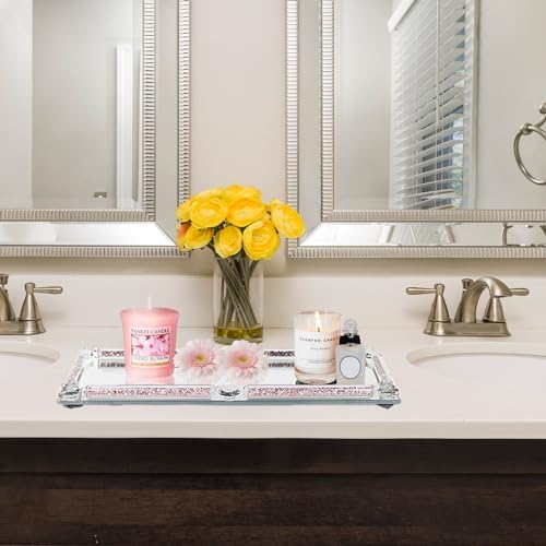 Crystal Glass Tray, 11.8"x7.9" Rose Rectangular Perfume Tray