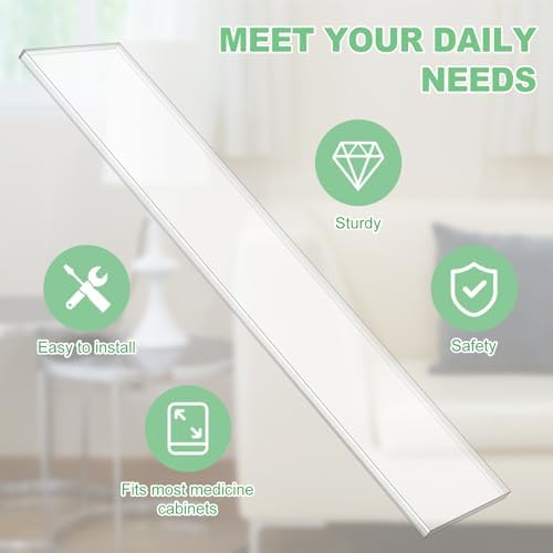 DERTE 4 Pack 13 Inch Acrylic Clear Medicine Cabinet Shelves 1/4 Inch Thick