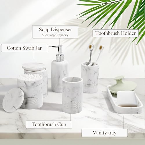 LIN CHUAN 6-Piece Bathroom Accessories Set, Bathroom Organizer, White