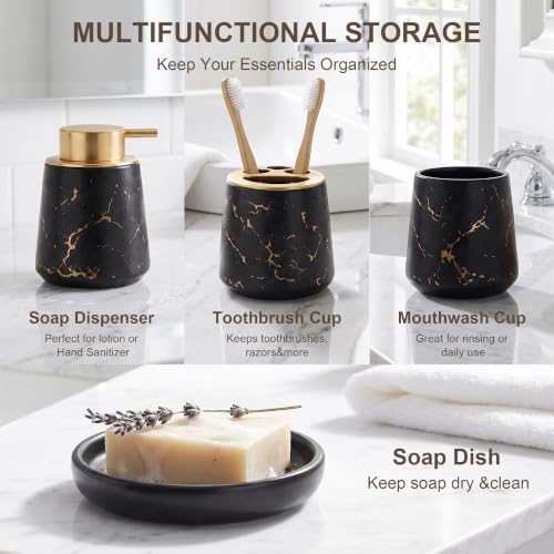 3 Piece Painted Ceramics Bathroom Accessories Set Durable Matte Black