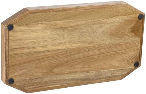 MyGift 15.7 Inch Chevron Design Premium Solid Acacia Wood Octagonal Decorative Vanity Tray – Elegant Serving Tray, Stylish Home Décor for Bathroom, Bedroom & Living Room