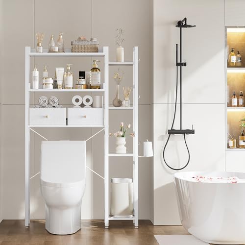 Housolution 7 Tier Over the Toilet Storage with 2 Drawers, White