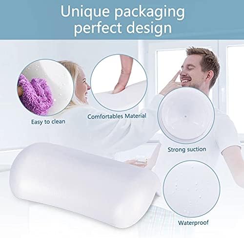 SPA Bath Pillow Non-Slip Bathtub Headrest Soft Waterproof Bath Pillows with Suction Cups Easy to Clean Bathroom Accessories (2pcs)