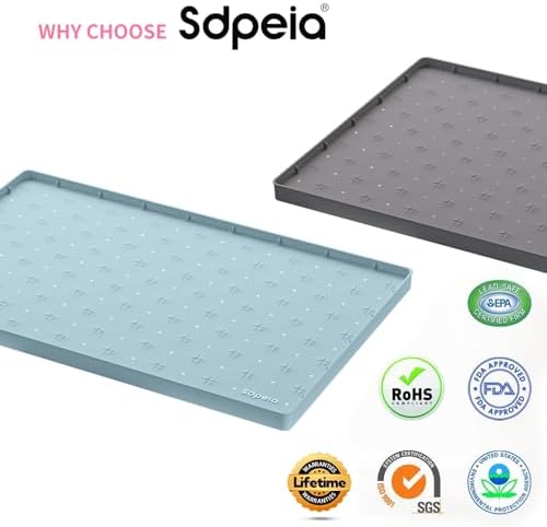 Sdpeia Under Sink Mat 22"×19" Waterproof Silicone Cabinet Liner & Sink Protector for Kitchen & Bathroom, Multi-Purpose Organizers Tray for Pets, Laundry, Cat Litter Mat