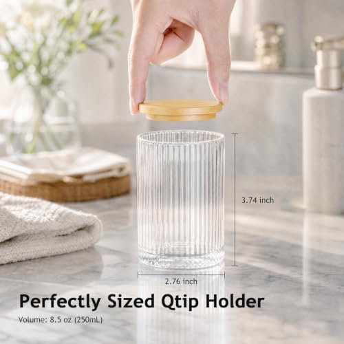 SheeChung 2 Pack Glass Apothecary Jar with Natural Bamboo Lids