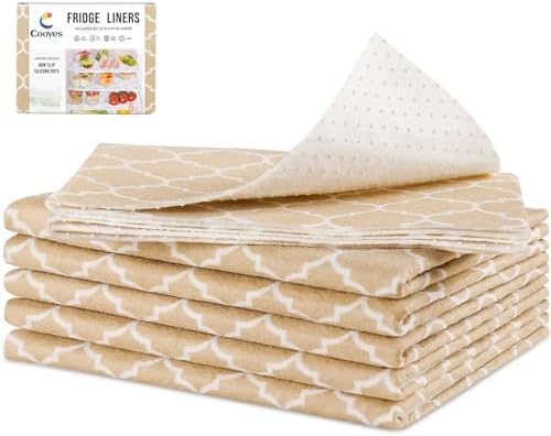 Cooyes 2 in 1 Refrigerator Liners, 6 Pack, 12“ × 24”， Fridge Drawer & Shelf Liners for Kitchen Cabinets Non-Adhesive, Breathable Cloth Material, BPAfree, Keep Produce Fresh Longer