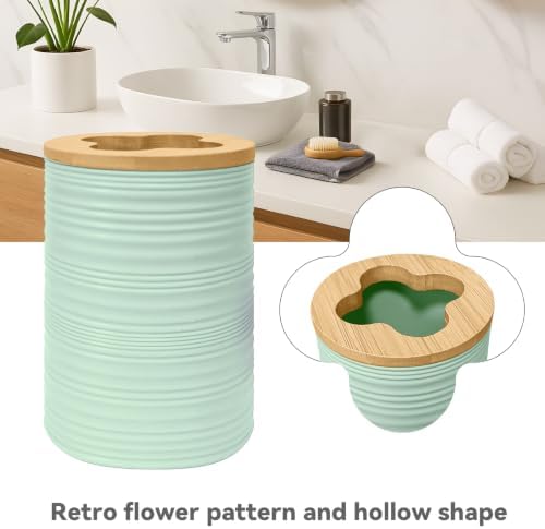2 PCS Bathroom Accessories Set, Green Soap Dispenser and Toothbrush Holder