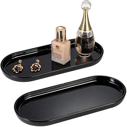 SheeChung Acrylic Vanity Tray, Bathroom Makeup Organizer Countertop, Black
