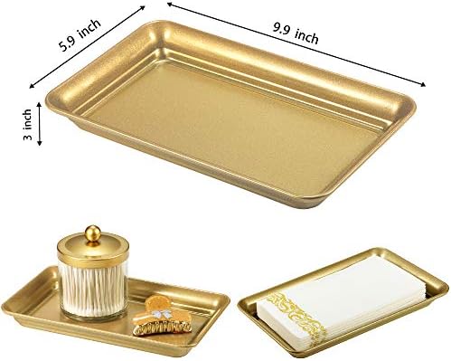 SheeChung Metal Vanity Tray, Bathroom Tray for Perfume Makeup Jewelry, Gold