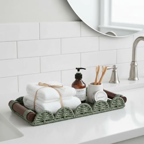 CubesLand Bathroom Toilet Paper Tray Organizer, Scalloped Decorative Tray