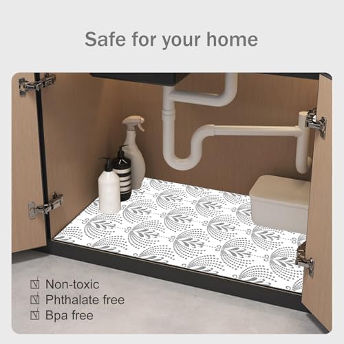 Under The Sink Mat, 24 X 36 in, Durable Premium Mats Protect Kitchen and Bathroom Cabinets (Grey3)