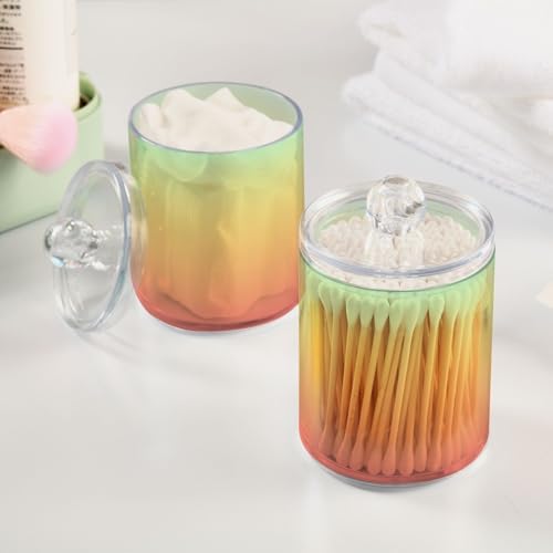 Gredecor 4 Pack Gradients Peach Qtip Holder Organizer Dispenser Clear Bathroom Storage Canister Cotton Ball Holder Bathroom Containers for Cotton Swabs/Pads/Floss