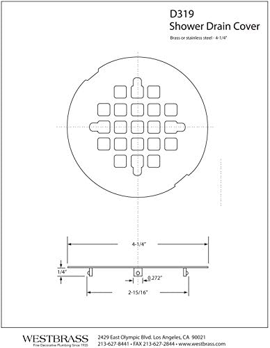 Westbrass 4-1/4" OD Casper Brass Snap-In Shower Strainer Grid, Antique Brass, D319-06, 1 Pack