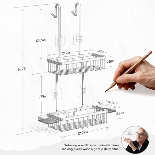 Over the Door Shower Caddy Hanging With Double Soap Holder Never Rust Aluminum Shower Shelf With 4 Hooks Hanging Bathroom Organizer No Drilling Shelves for Bathroom Storage Black