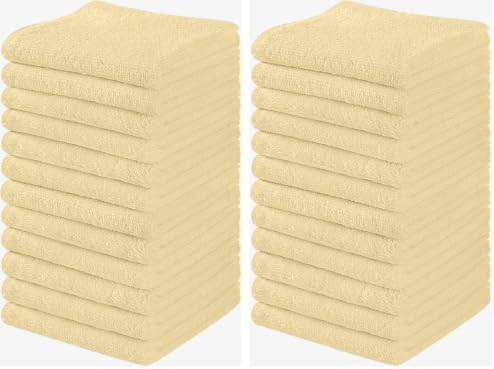 Towel and Linen Mart 100% Cotton - Wash Cloth Set - Flannel Face Cloths, Highly Absorbent and Soft Feel Fingertip Towels (Ivory, Pack of 24)