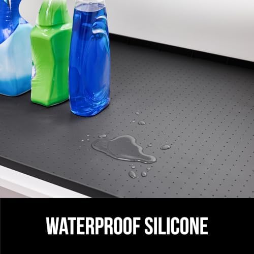 GORILLA GRIP Waterproof Silicone Under Sink Mat, Stay in Place, 15x22 Black