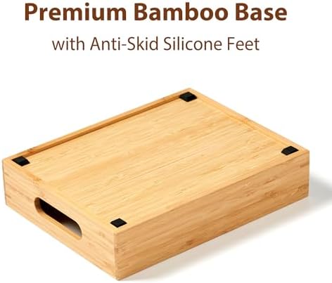 Umilife Bamboo Food Container Lid Organizer for Kitchen Cabinet and Drawer