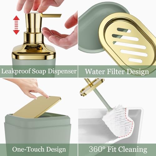 XLHOMO Sage Green Bathroom Set, Bathroom Accessory Set, Green Bathroom Set