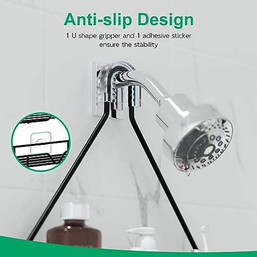 TreeLen Shower Organizer Hanging Shower Caddy over Shower Head Black Bathroom Hanger for Shampoo Razor Soap