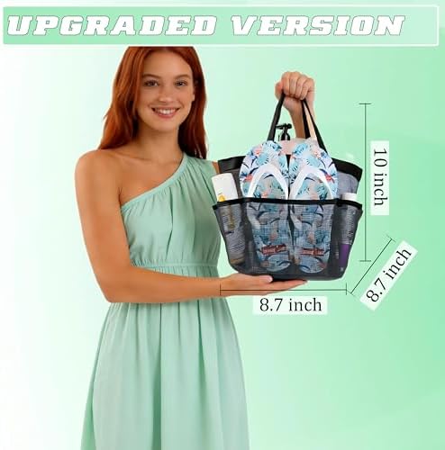 Mesh Shower Caddy Portable - 9 Pockets for College Dorm Room Essential