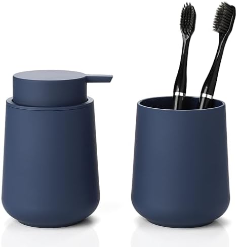 YAUKPH Bathroom Soap Dispenser and Toothbrush Holder Matte Blue