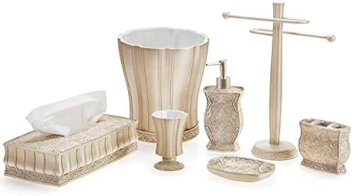 Creative Scents Victoria Beige 4 Piece Resin Bathroom Accessories Set