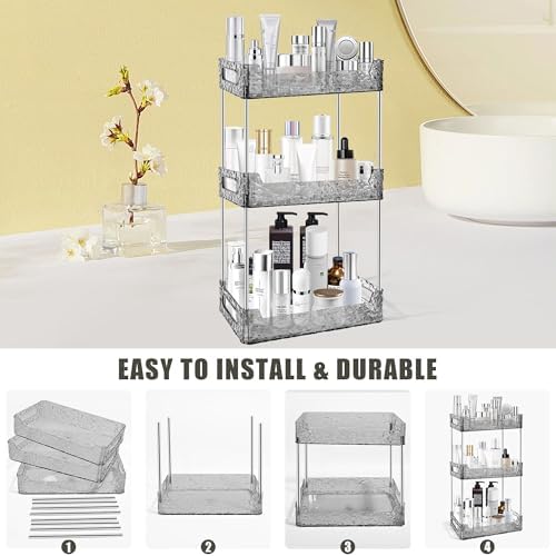 3-Tier Bathroom Counter Organizer Countertop Storage-Grey