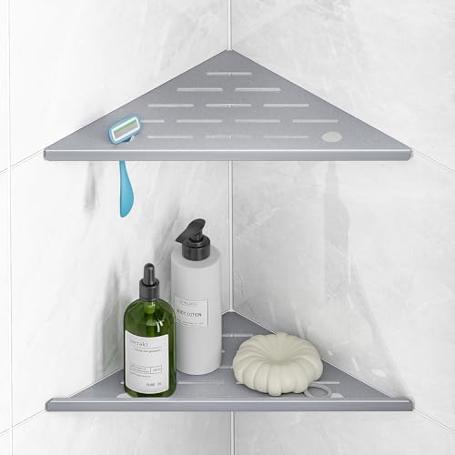 Tile Shower Corner Shelf, Grout-In Shower Shelves for Tile Wall 10" 2 Pack