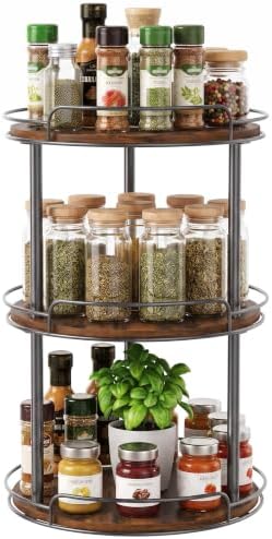 3-Tier Lazy Susan Spice Rack, 10'' Rotating Turntable for Cabinet