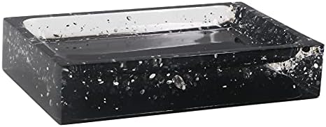 Resin Soap Dish, Soap Dispenser, Toothbrush Holder & Tumbler Bathroom Accessory 5 Piece Set (Black)