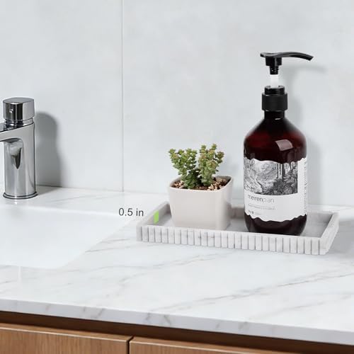 Silicone Bathroom Tray Small Vanity Tray Kitchen Counter Decor, Marble