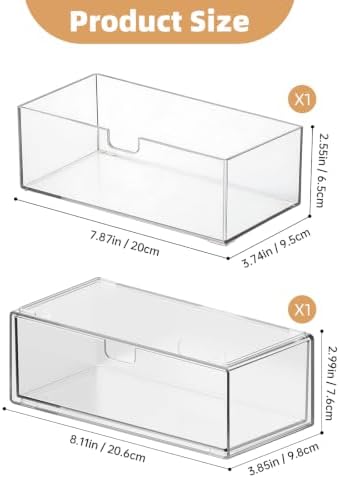 Stackable Medicine Cabinet Makeup Organizer for Bathroom, 2 Pack