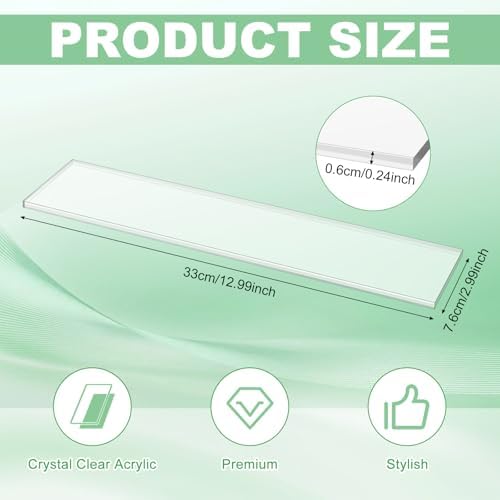 DERTE 4 Pack 13 Inch Acrylic Clear Medicine Cabinet Shelves 1/4 Inch Thick