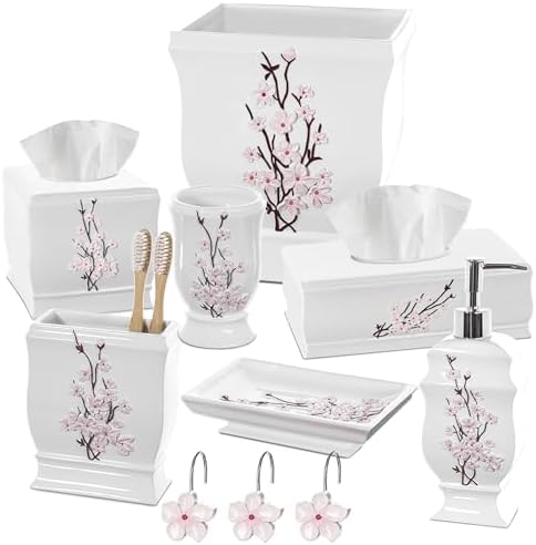 Creative Scents Vanda White Trash Can 1.48 Gal / 5.6L - Decorative Designed Wastebasket - Durable Small Bathroom Trash Can - Waste Basket for Bathroom, Powder Room, Bedroom Or Living Room Decor