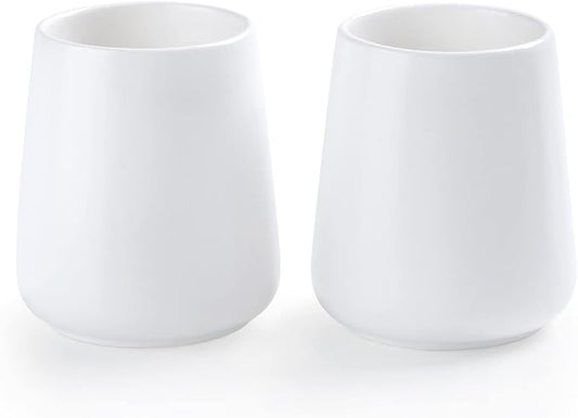 White Toothbrush Holder for Bathroom - 2Pcs Ceramic Tooth Brushing Holders Set, Toothbrush Cup & Toothpaste Organizer for Bathroom Countertop, Makeup Brush Holder, Pen Holder for Home Desktop Storage