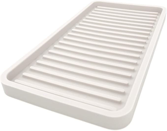 Silicone Sink and Surface Organizer Tray, Sponge Holder, Vanity Tray, Trivet, Heat Safe, Dishwasher Safe, for Bathroom and Kitchen Organization (Vanilla Cream, 10"x5.25")