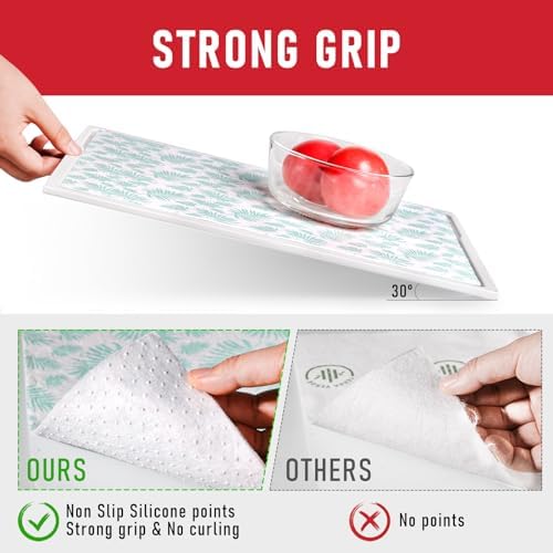 Cooyes Absorbent Refrigerator Liners, Non Slip Shelf Liner for Drawers & Kitchen Cabinets, Cloth Material Keep Produce Fresh Longer, Machine Washable, 17.7" * 24", 6 Pack