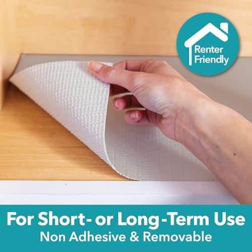 Smooth Top EasyLiner for Cabinets & Drawers, Easy to Install, Shelf Paper & Drawer Liner Non Adhesive, Non Slip Shelf Liner for Pantry, Kitchen Essentials, 12 in x 10 ft (6 Pack), 60 ft, Taupe Svelte