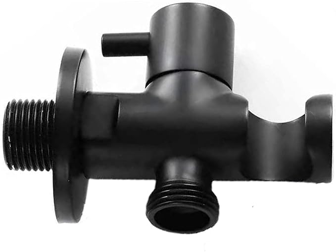 Handheld Shower Head Holder with Hose Connector Shower Head Shut Off Valve Shower Wand Holder Wall Mount Hand Held Shower Handle Sprayer Holder Toilet Bidet Spray Head Bracket Matte Black