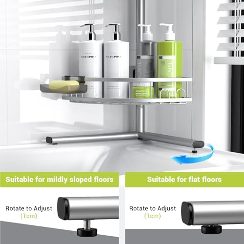 Aitatty Floor Standing Corner Shower Caddy - Rustproof Shower Stand Shelves