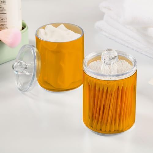 Gredecor 4 Pack Orange Qtip Holder Organizer Dispenser Clear Bathroom Storage Canister Cotton Ball Holder Bathroom Containers for Cotton Swabs/Pads/Floss