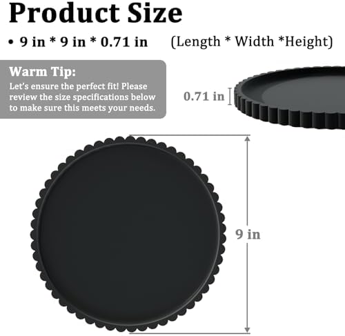 Silicone Bathroom Vanity Tray, Modern Round Decorative Tray for Countertop, Waterproof & Unbreakable Cosmetic Perfume Organizer, Extra-Thick & Sturdy, Easy to Clean Candle Tray (9 Inch, Black)