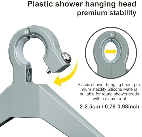Orimade 4 Tier Adjustable Anti-slip Shower Caddy over Shower Head,Rustproof Bathroom Hanging shower Organizer with 4 Hooks for Razor,No Drilling Shower shelves Storage Rack, Light Grey