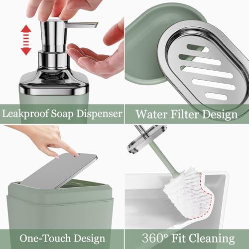 XLHOMO Sage Green Bathroom Set, Bathroom Accessory Set, Green Bathroom Set