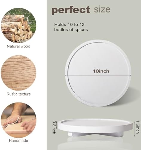 Round Decorative Tray Farmhouse Kitchen Decor Soap Dish, 10" White