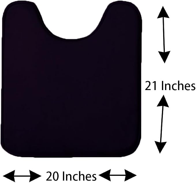 Madeals Velvet Toilet Lid Cover and Tank Lid Cover with Memory Foam Toilet Mat 3 Piece Toilet Contour Mat Set Black