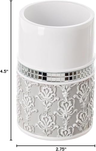 Mirror Damask Toothbrush and Toothpaste Holder - Bathroom Tumbler Cup